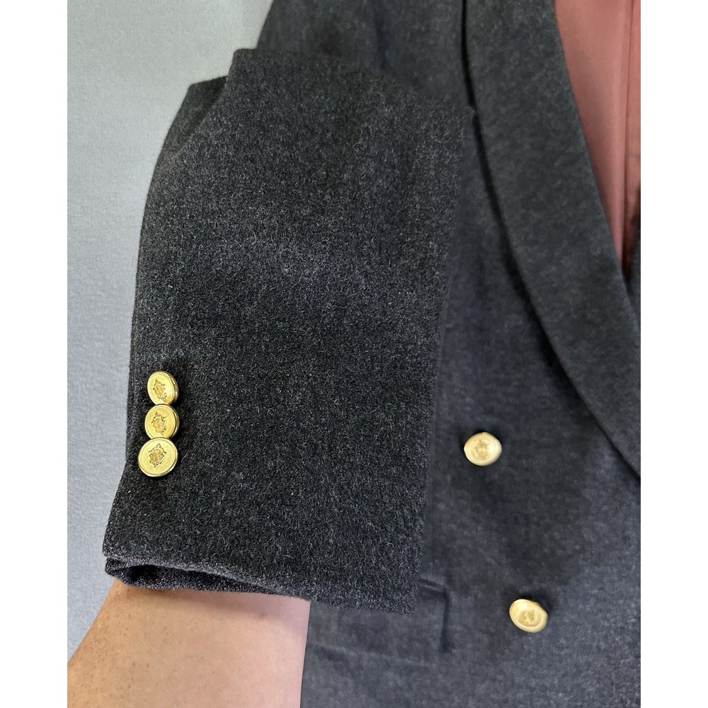 Pietrafesa Blazer Jacket 8 Grey Double Breasted Gold Button Camel Hair Italy - Picture 3 of 8